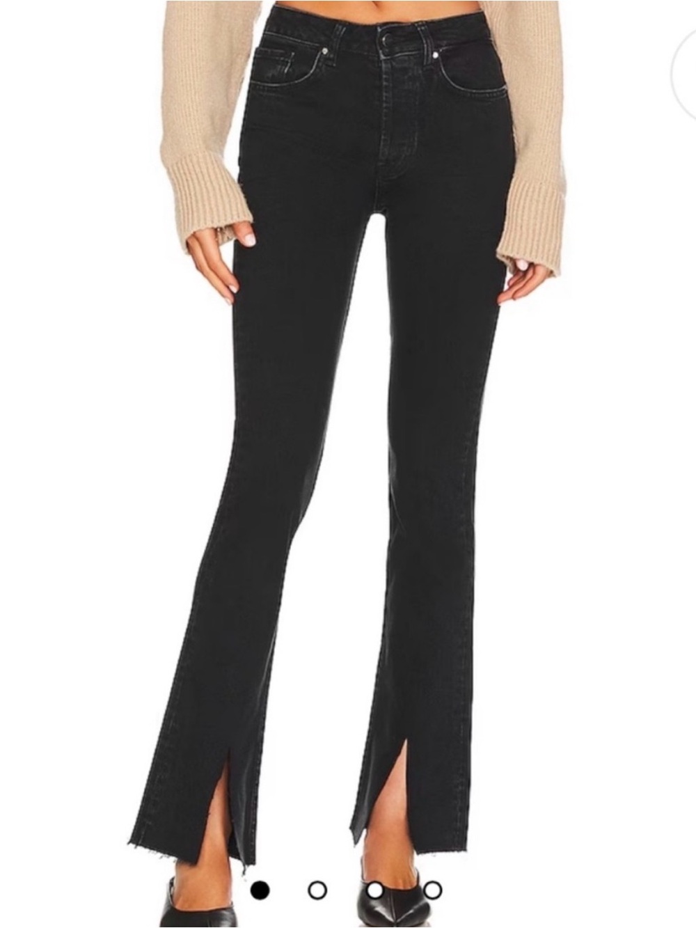 Anine Bing Black High-Waist Split-Hem Flare Jeans